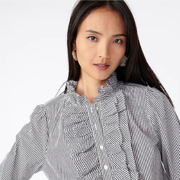 🆕 J. Crew Long Sleeve Popover with Ruffle Detail in the Front. NWT - Picture 5 of 11